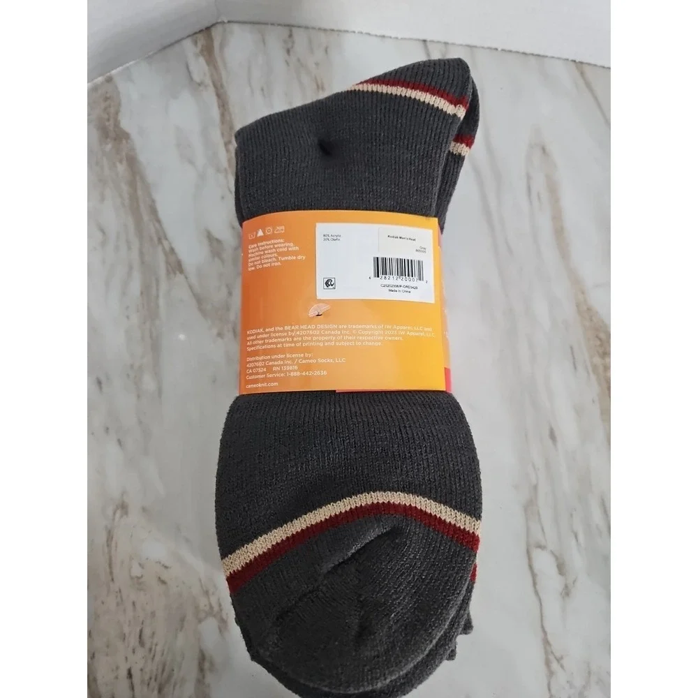 Kodiak Heat Men's 3 Pack‎ (Shoe Size: 7-12) Grey Pattern Cold Weather Socks